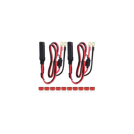 2Pcs Connecteur SAE au Fil de Harnais Terminal à Joint torique, câble d'extension à déconnexion Rapide à cosse 2 Broches, 0,6 m SAE au Ring Terminal Harnais Quick Connect, Fusible 10 A (1/5)