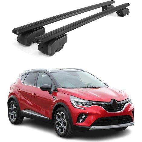 OMAC Aluminium Dachträger Querträger für Renault Captur II 2019-2026 – City Crash – ISO/PAS 11154:2006 – Abschließbar – Max. 75 kg – 2 Stangen Schwarz (1/5)