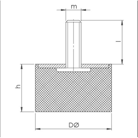 Piedino in metallo per mobili, con filettatura unilaterale, diverse dimensioni (M10 x 28, 50 x 50)