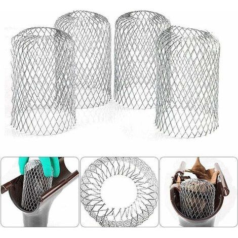 4 Filtres de Gouttière en Aluminium Flexible Diamètre 8cm Grille Grillage Stop Feuille Crapaudine Crépine Pare Feuille Cache Gouttière pour Protéger Gouttière Contre les Feuilles Toiture