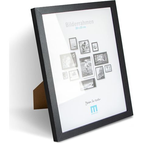 Cadre photo, 20 x 25 cm, noir, minimaliste et moderne, pour photos images, 1 pièce, avec une protection en verre acrylique, peut être utilisé comme support de table ou sur le mur, format portrait