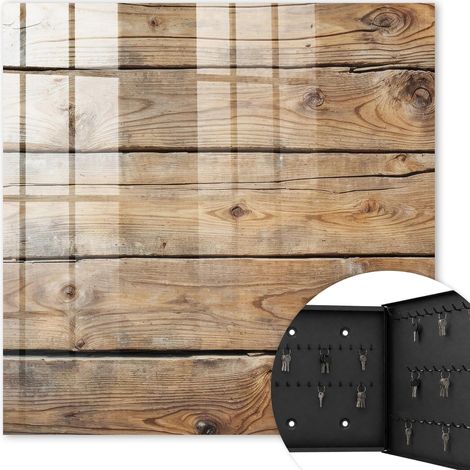 Armoire à clés - (30 cm x 30 cm) - Boîte à clés murale - Coffret de rangement pour clés - Couleur noire - Ouverture vers la droite - Pour maison et bureau - planches de bois