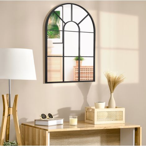 Dekorativer Wandspiegel im Fensterstil 91 x 60 x 2 cm, Metall schwarz OKMYHOME (1/5)