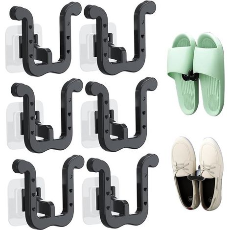 Set di 6 organizer autoadesivi per scarpe da parete - Nero (1/5)