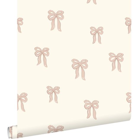 papier peint petits noeuds ruban rose clair - ESTAhome (1/5)