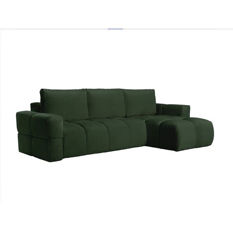 Divano letto angolare reversibile in Tessuto bouclette Verde - ISSORO