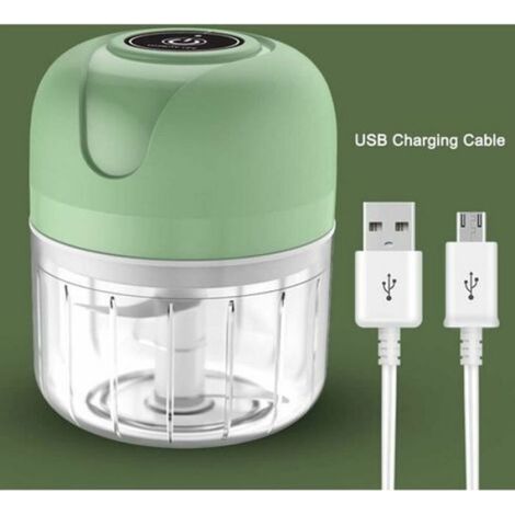 Mini hachoir électrique Tigrezy 250 ml USB rechargeable, hachoir viande oignons avec 3 lames (1/4)