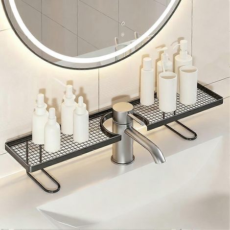 Étagère de rangement pour lavabo, étagère de rangement pour robinet, étagère pour vasque, étagère de rangement, étagère de rangement gain de place pour plan de travail de salle de bain (1/4)