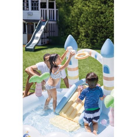 Piscina gonfiabile Play Center Castello Unicorno 198x178x127 cm arcobaleno INTEX (1/4)