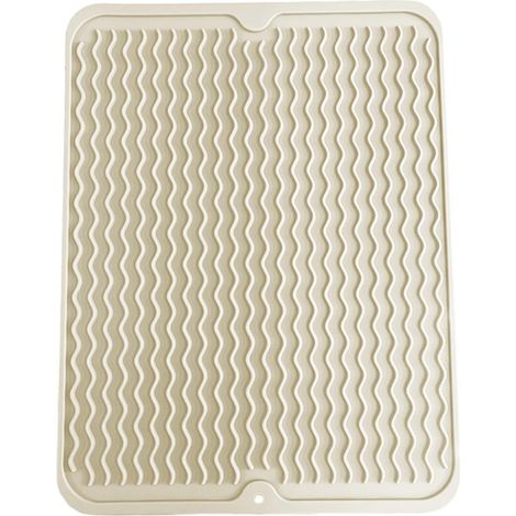 Tapis Égouttoir Vaisselle - 1 Unité - Silicone - Antidérapant et Résistant Chaleur - Cuisine et Plan de Travail - 30x40 cm Blanc Crème (1/5)