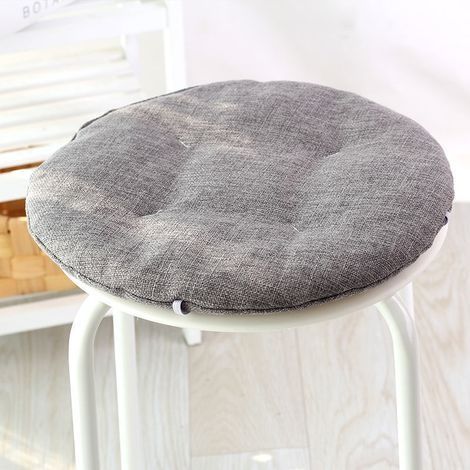 Lot de 2 coussins de chaise ronds antidérapants avec attaches de fixation, pour patio, maison, jardin, bureau, tabouret (32 x 32 cm, gris foncé) (1/5)