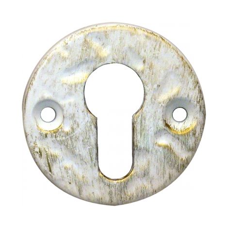 Ouvre&Déco – 2 rosaces de porte extérieure à cylindre Aluminium patiné FEUILLE