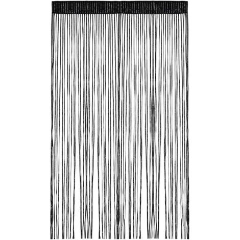 Rideau Fil Porte 100x200 cm Rideaux de Porte Anti Mouches, Rideau Décoratif Séparateur de Pièce, Rideaux de Franges Noir pour Balcon, Chambre, Mariage, Café, Restaurant (1/5)