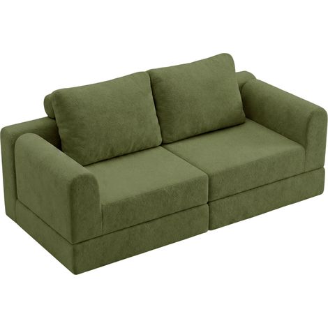 Canapé convertible pliant 1 place, fauteuil modulable et lit d'appoint en tissu vert, rembourrage mousse pour petits espaces – CHICFURN (1/5)