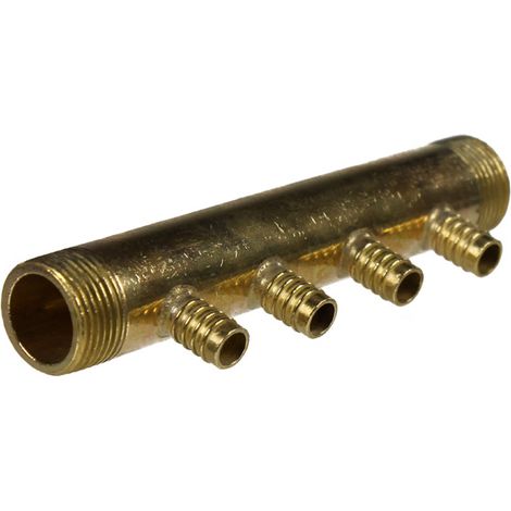 Collecteur 3/4" (20/27) Mâle-Mâle 4 piquages à Glissement pour tube PER diamètre 12 compris 4 bagues de 12 (1/4)