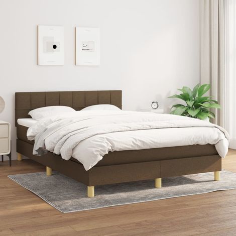 Sommier à lattes de lit avec matelas Marron foncé 140x190 cm (1/5)