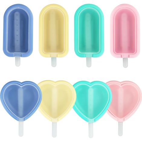 8 Moule à glace,Silicone sans BPA,Bâtons inclus,Démoulage facile,Réutilisable,Famille
