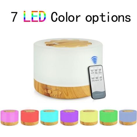 Diffusore di oli essenziali da 500 ml, umidificatore d'aria a ultrasuoni con diffusore di aromi a LED a 7 colori per casa, ufficio e spa. (1/4)