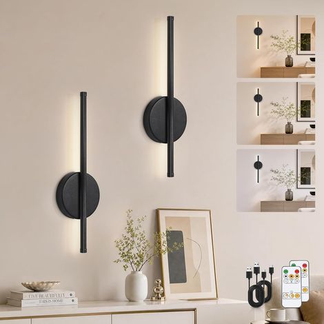 (50 cm) Wiederaufladbare Wandleuchte, dimmbare kabellose Wandlampe, moderne batteriebetriebene Wandleuchte mit Fernbedienung und Timerfunktion (1/5)