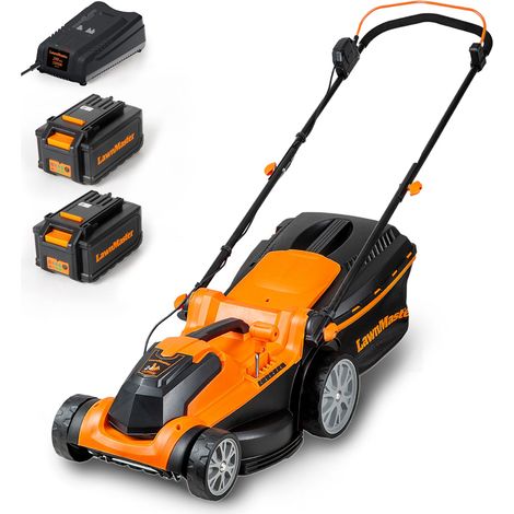 Lawnmaster – Tondeuse à gazon sans fil 24V – 2 batteries 4.0Ah – Largeur de coupe 37cm – Hauteur de coupe 22-72mm – Bac de 40L – Système iPower (1/5)