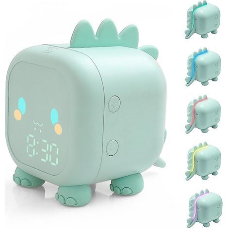 éveil Multifonctionnelle avec Commande Tactile, Veilleuse Numéique, Snooze églable, Compte à ebous, Commande Vocale Hologe - Cadeau pou Enfants (Vet) (1/5)