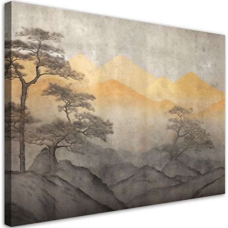 Tableau sur toile Paysage de montagne en or 90x60 (1/5)
