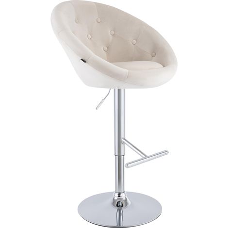 Barhocker London Samt creme chrom