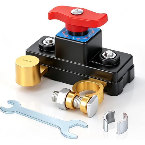Batterietrennschalter für Autos, 12V-24V, Not-Aus-Schalter für Autobatterien, Batterieschalter aus reinem Kupfer, einstellbar, für Motorräder, LKWs und Wohnmobile (1/5)