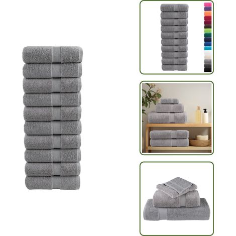 Fitness-Handtücher - vidaXL Premium-Waschtücher SOLUND 10 Stk. Grau 30x30 cm 600 g/m² - Küchenhandtücher (1/5)