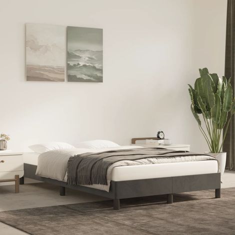 Bed Frame without Mattress Dark Grey 120x190 cm Small Double Velvet vidaXL (1/5)