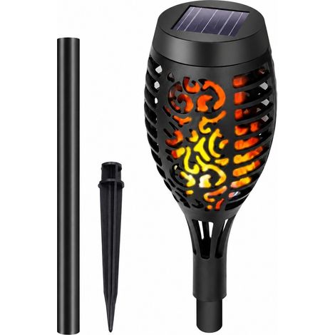 Lampe torche solaire étanche pour jardin extérieur, éclairage d'ambiance à effet flamme, à brancher, lot de 4 (12 LED) (1/5)