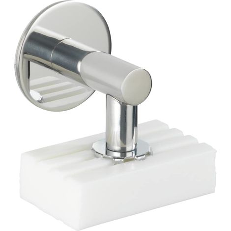 Porte-savon magnétique Turbo-Loc brillant, porte-savon pour le mur, fixation sans percer de trous par tampon adhésif, adhérence fiable, acier inox, 4,5x4x7cm (1/5)