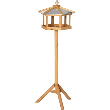 Mangeoire à oiseaux, mangeoire pour oiseaux sauvages avec support, nichoir avec plateau, maisonnette en bois pour l'extérieur, 113 cm