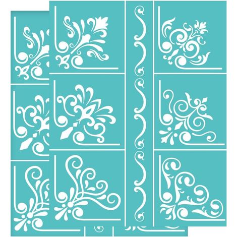 Lot de 2 pochoirs autocollants réutilisables en soie pour décoration d'intérieur sur bois/tissu/mur/assiette/verre - 21,6 x 27,9 cm (1/5)