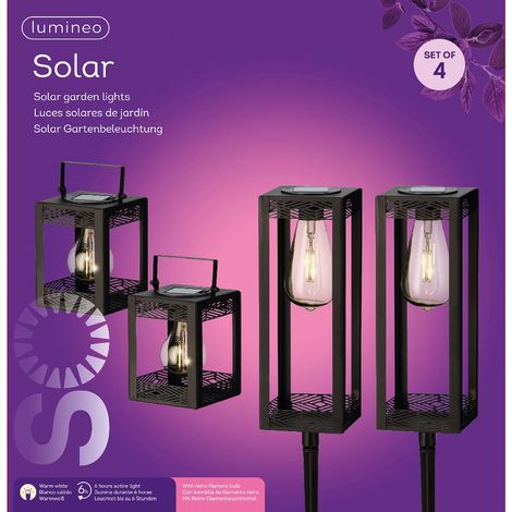 Lumineo Solar-Laternen Schwarz 4er Set - Metall (1/3)