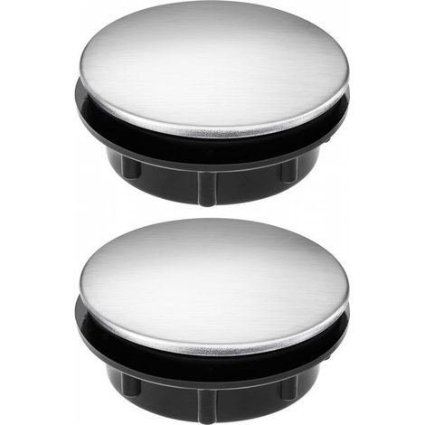 Dekorative Edelstahl-Abdeckung für Spülbeckenlöcher – universell für 28–35 mm große Löcher (mit Mutter), kurzes Gewinde, 2 Stück (1/4)