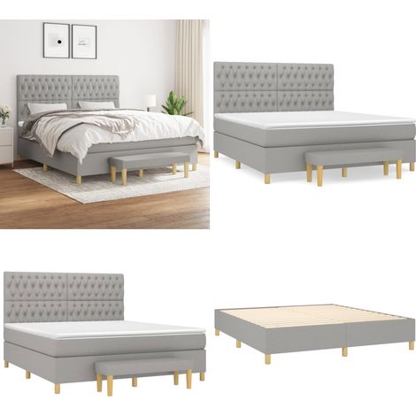 Boxspringbett mit Matratze Hellgrau 180x200 cm Stoff - Boxspringbett - Doppelbett - Bettenrahmen - Schlafsystem - Hellgraues Bett - Home & Living (1/5)