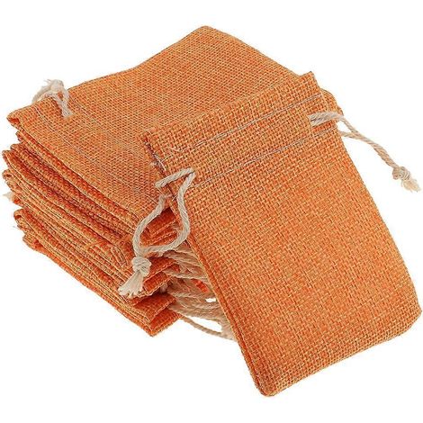Sacs en lin à cordon, sacs en toile de jute, pochettes à bijoux pour mariage et fête, 10 cm, lot de 10 (1/4)