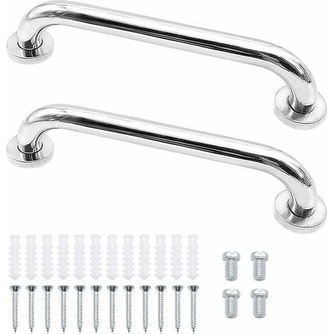 Barre d’appui murale en acier inoxydable antidérapante – Lot de 2, installation facile, résistante et sécurisée pour salle de bain (1/5)