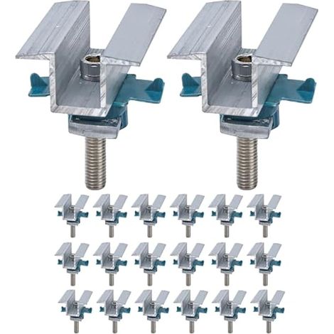 Lot de 20 pinces de panneau solaire pour système discret, support de serrage de montage, large support photovoltaïque photovoltaïque, kit de matériel réglable en aluminium sécurisé avec écrou de (1/5)