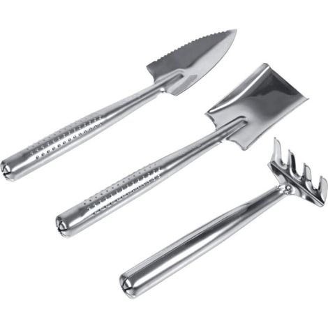 Lot de 3 mini outils de jardin à main en acier inoxydable - Truelle de jardin - Truelle de transplantation - Outil de jardinage pour jardinage, pelouse, cour-Fei Yu