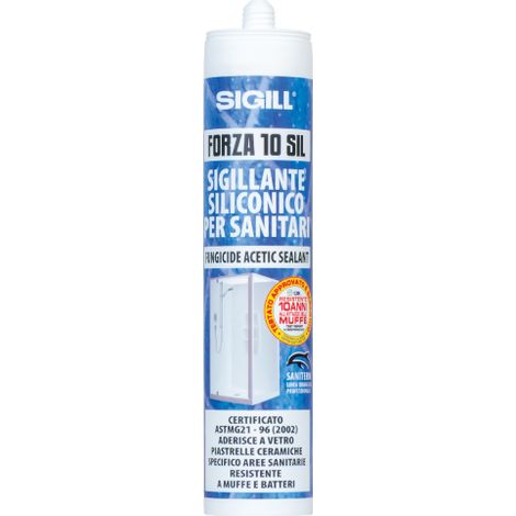 Sigill cartuccia sigillante siliconico trasparente Forza 10 per sanitari fungicida silicone antimuffa professionale testato e garantito made in italy (1/2)