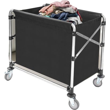 Chariot à linge, capacité de charge de 200 kg, cadre en acier inoxydable, design pliable, dimensions 875278 cm, comprend des roues avec frein (1/5)