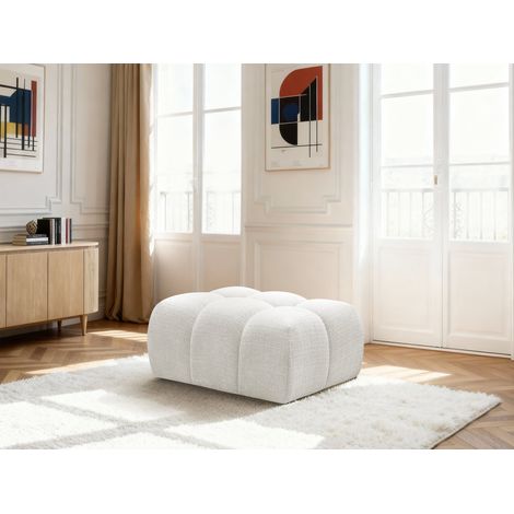 BOBOCHIC - Pouf MELISSE tissu texturé Blanc