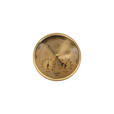 3-in-1-Thermometer, Hygrometer und Barometer für den Außenbereich, Wandmontage, keine Batterien erforderlich, Goldfarben, für den Hausgebrauch - Crezuo