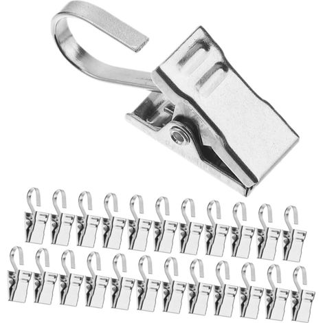 25pièces Crochet Acier Inoxydable Pince Rideau Métallique Clip pour Suspension de Rideaux de Douche et Eacute Corations (1/5)