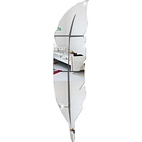 Dekorativer Klebespiegel – 3D-Acrylspiegel mit Federmuster – Für glatte Wände, Türen, Fenster und Schränke – 73 x 18 cm – 6er-Pack (1/5)