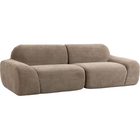 Canapé 3 places - HOMCOM - assise et accoudoirs larges, ressorts ensachés - entièrement compressé - chenille - 244x95x70cm - marron