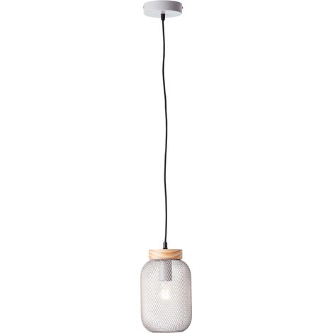 Brilliant Pendelleuchte Giada Hängelampe, 16 cm, E27, Metall/Holz, grau hell/braun