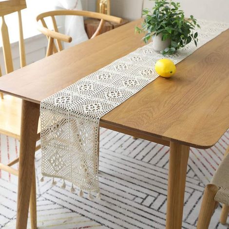 Chemin de table en macramé, chemin de table en dentelle au crochet fait main, pour la décoration de table, mariage, fête (1/4)